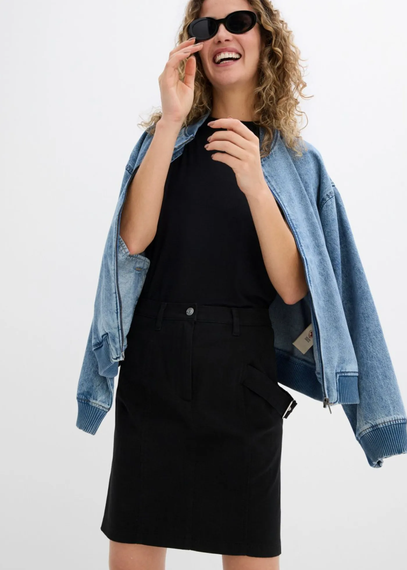bonprix bonprix Falda de estilo cargo Negro