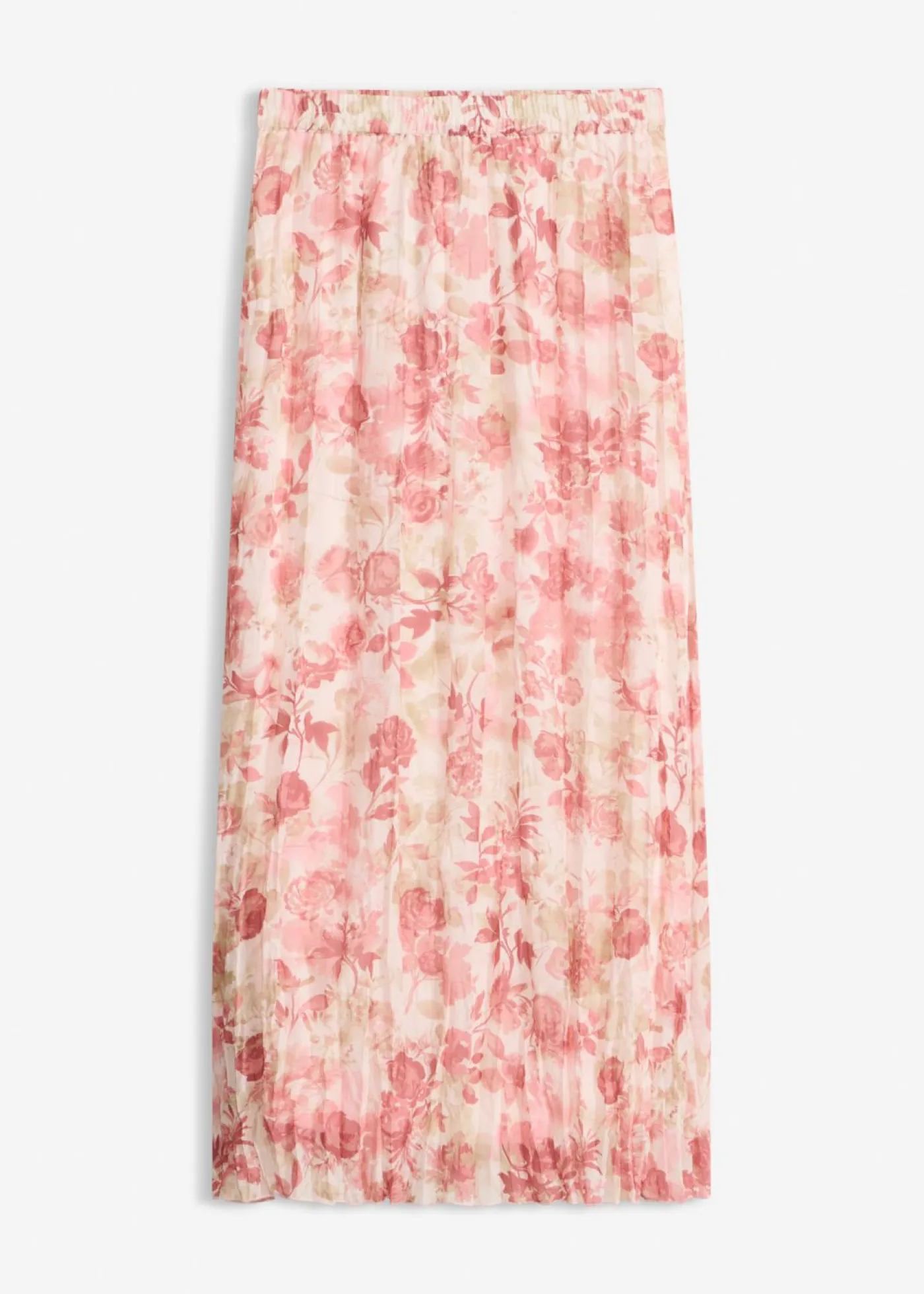 bonprix bonprix Falda de gasa con efecto arrugado rosa claro con flores Outlet