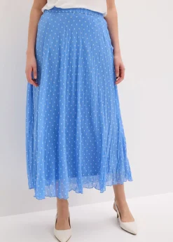bonprix bonprix Falda de gasa con look arrugado Azul provenzal-blanco de lunares Online