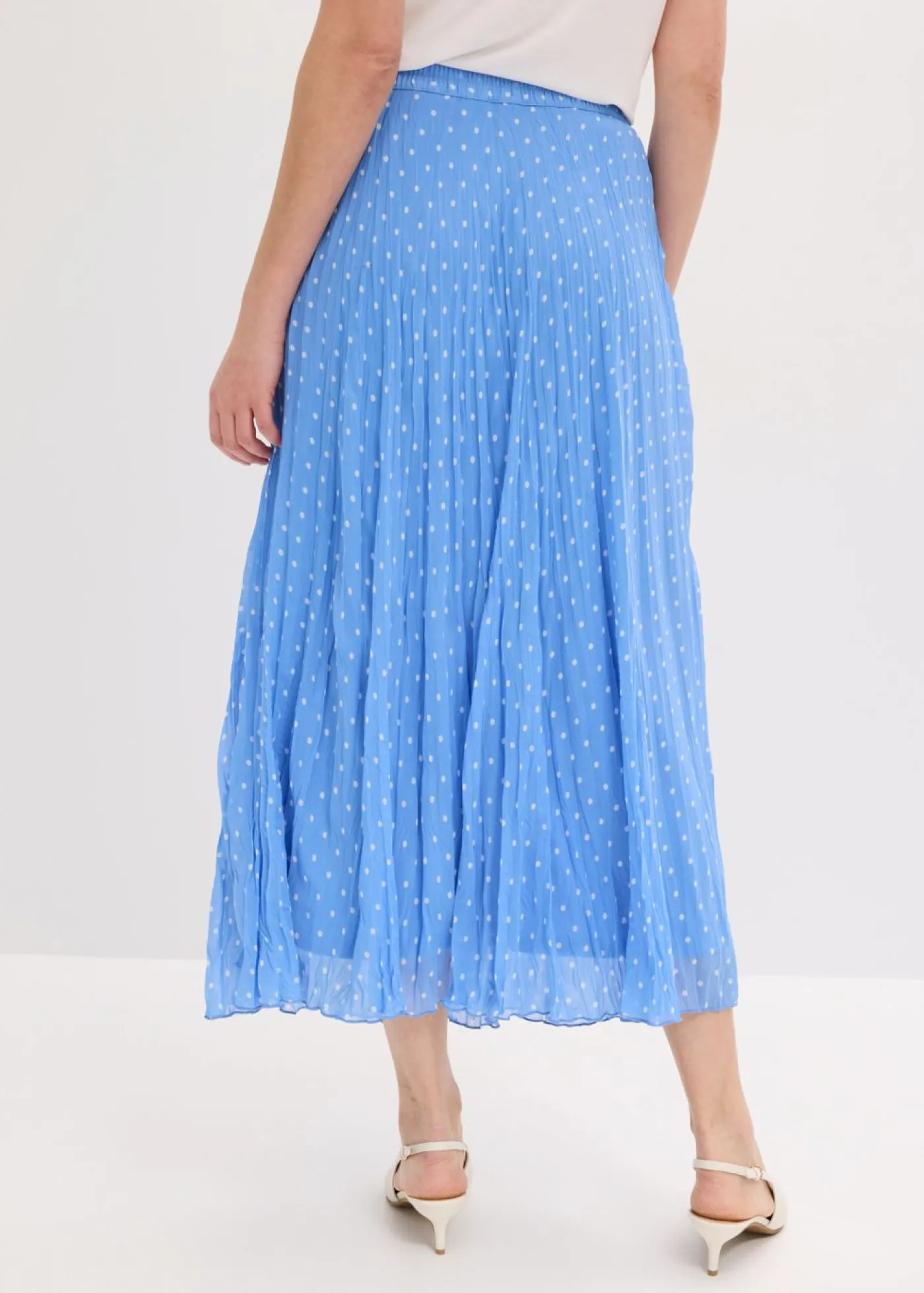 bonprix bonprix Falda de gasa con look arrugado Azul provenzal-blanco de lunares Online