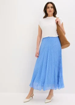 bonprix bonprix Falda de gasa con look arrugado Azul provenzal-blanco de lunares Online