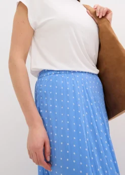 bonprix bonprix Falda de gasa con look arrugado Azul provenzal-blanco de lunares Online