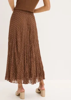 bonprix bonprix Falda de gasa con look arrugado marrón claro/beige arena topos Sale