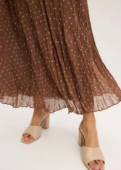 bonprix bonprix Falda de gasa con look arrugado marrón claro/beige arena topos Sale
