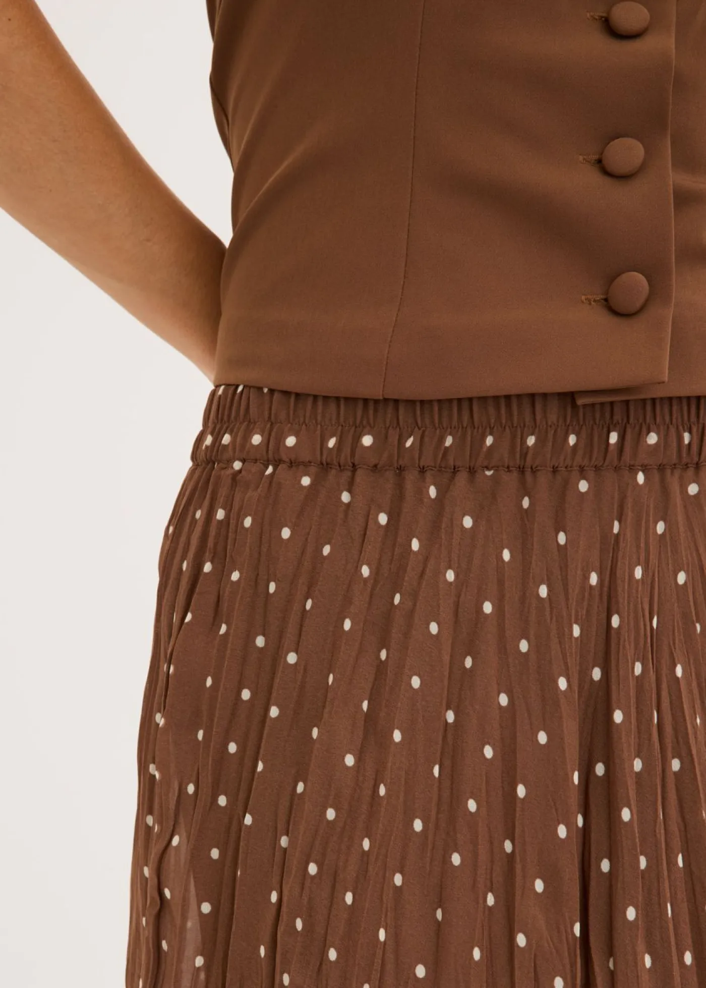 bonprix bonprix Falda de gasa con look arrugado marrón claro/beige arena topos Sale