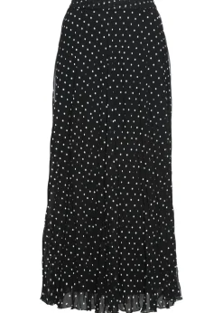 bonprix bonprix Falda de gasa con look arrugado Negro-blanco de lunares Discount