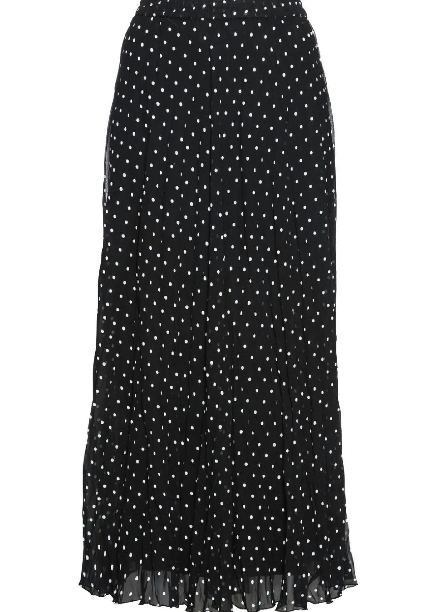 bonprix bonprix Falda de gasa con look arrugado Negro-blanco de lunares Discount