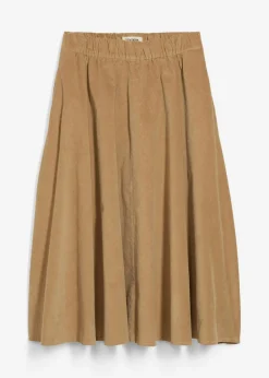 bonprix bonprix Falda de pana de mezcla de algodón Caqui claro Discount