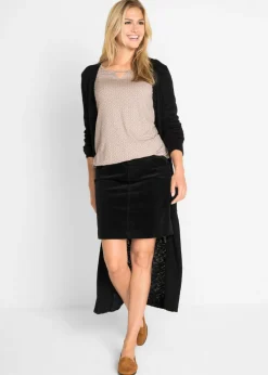 bonprix bonprix Falda de pana elástica Negro
