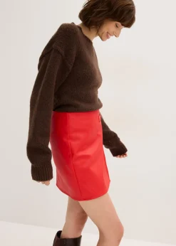 bonprix bonprix Falda de piel sintética rojo lava Best