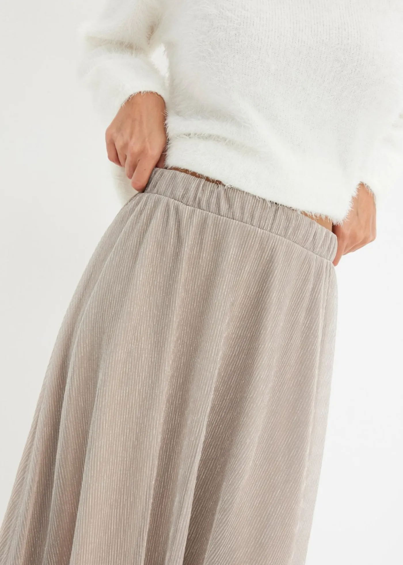 bonprix bonprix Falda de punto Piedra/plata Online