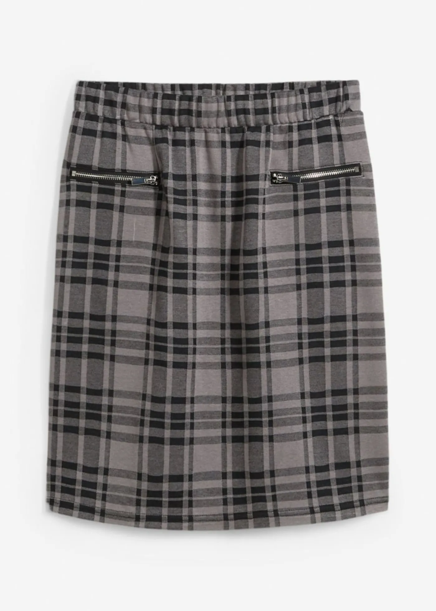 bonprix bonprix Falda de punto negro-gris claro a cuadros