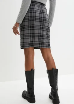 bonprix bonprix Falda de punto negro-gris claro a cuadros