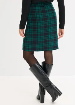 bonprix bonprix Falda de punto Verde bosque/negro de cuadros Hot