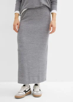 bonprix bonprix Falda de punto con aspecto de punto Gris jaspeado