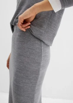 bonprix bonprix Falda de punto con aspecto de punto Gris jaspeado