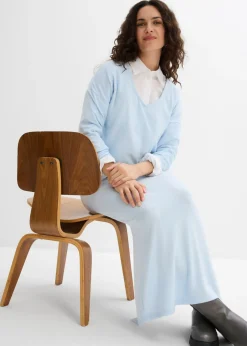 bonprix bonprix Falda de punto con aspecto de punto Azul pálido jaspeado Best