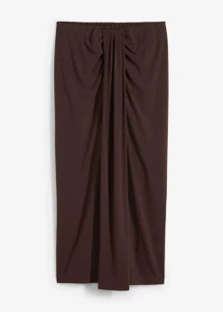 bonprix bonprix Falda de punto con cinturilla cómoda Marrón oscuro New