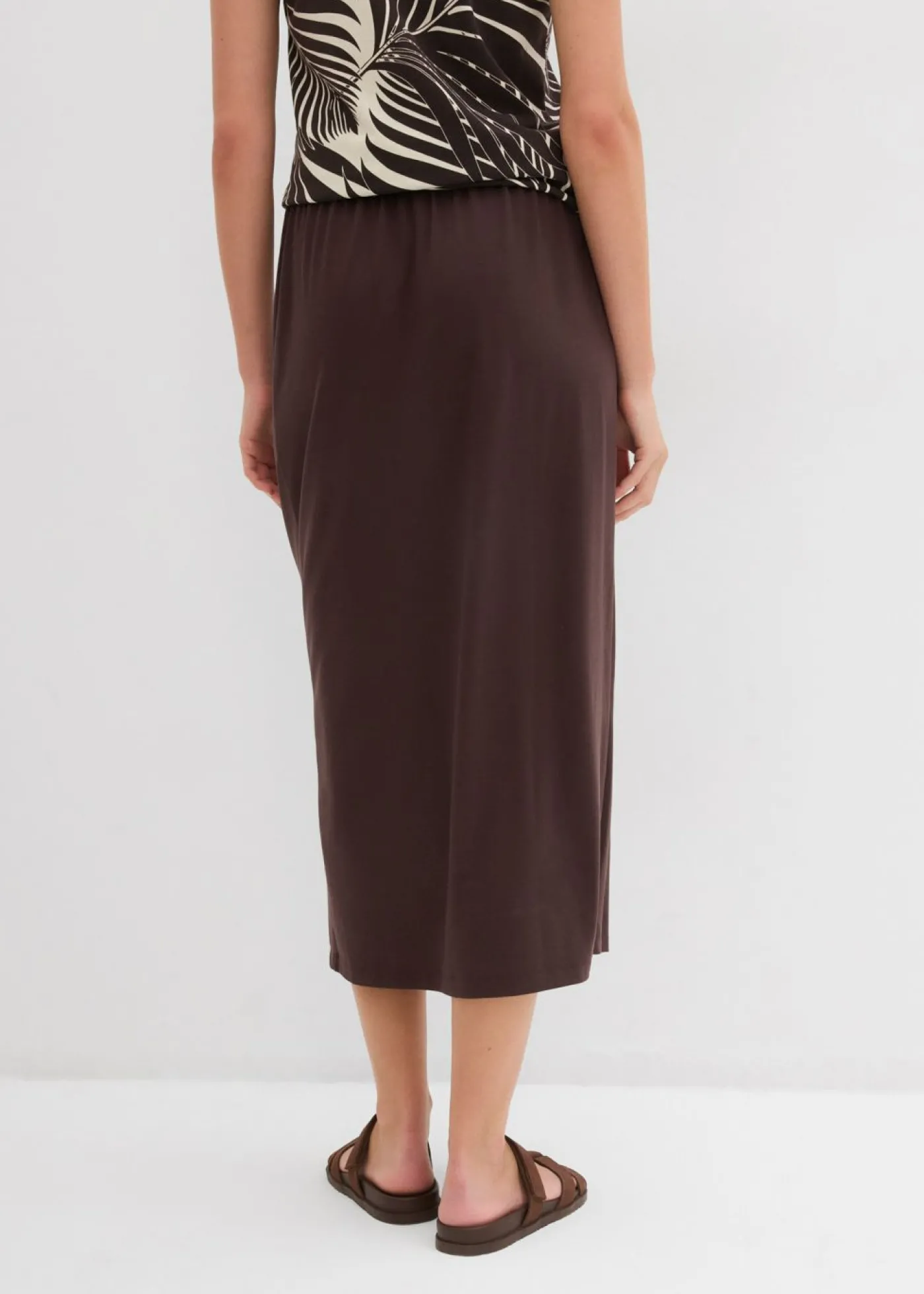 bonprix bonprix Falda de punto con cinturilla cómoda Marrón oscuro New