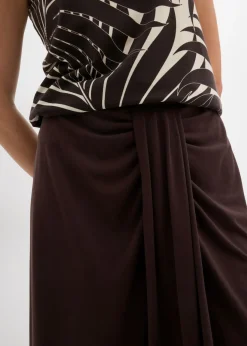 bonprix bonprix Falda de punto con cinturilla cómoda Marrón oscuro New