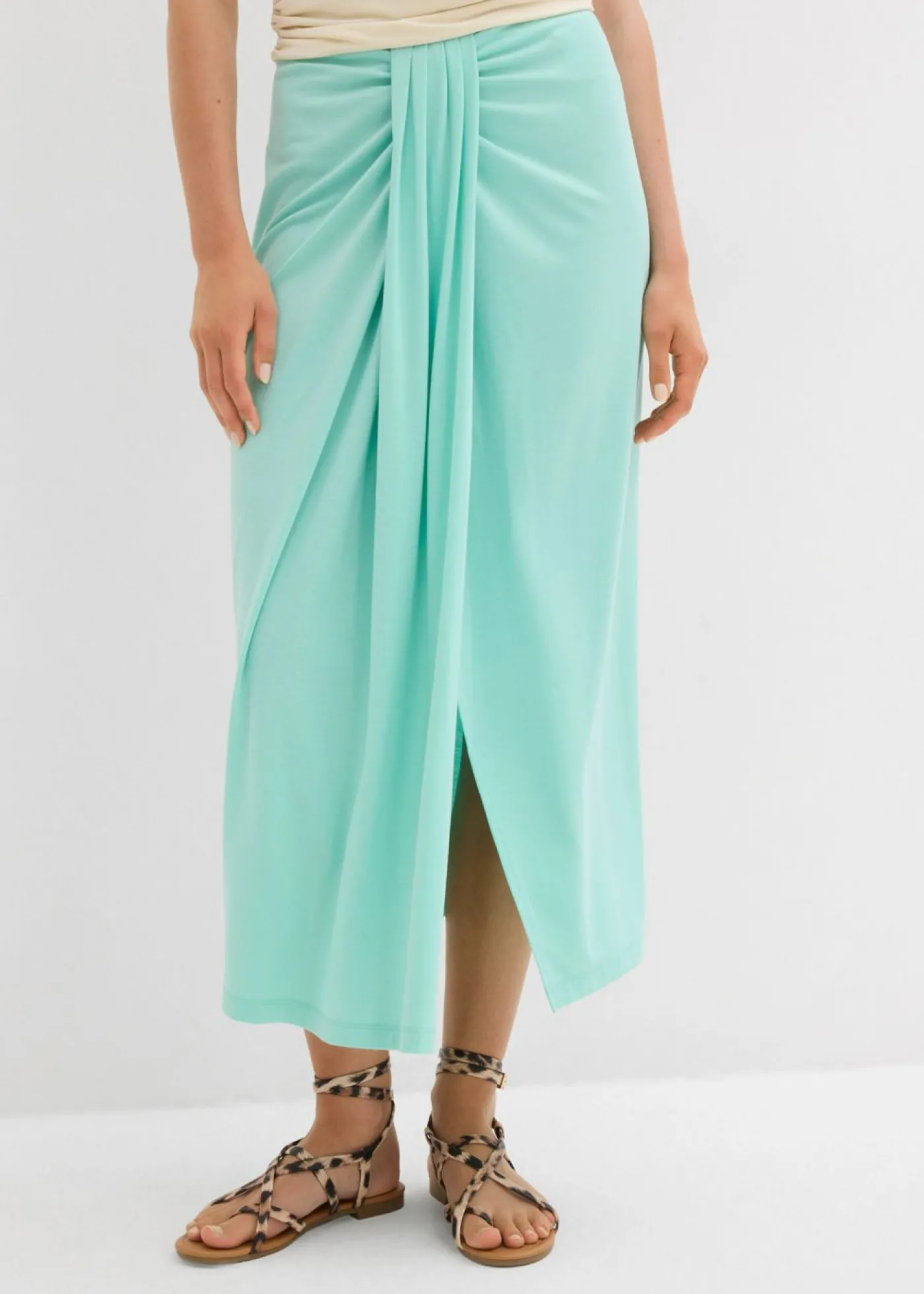 bonprix bonprix Falda de punto con cinturilla cómoda Azul mentol New