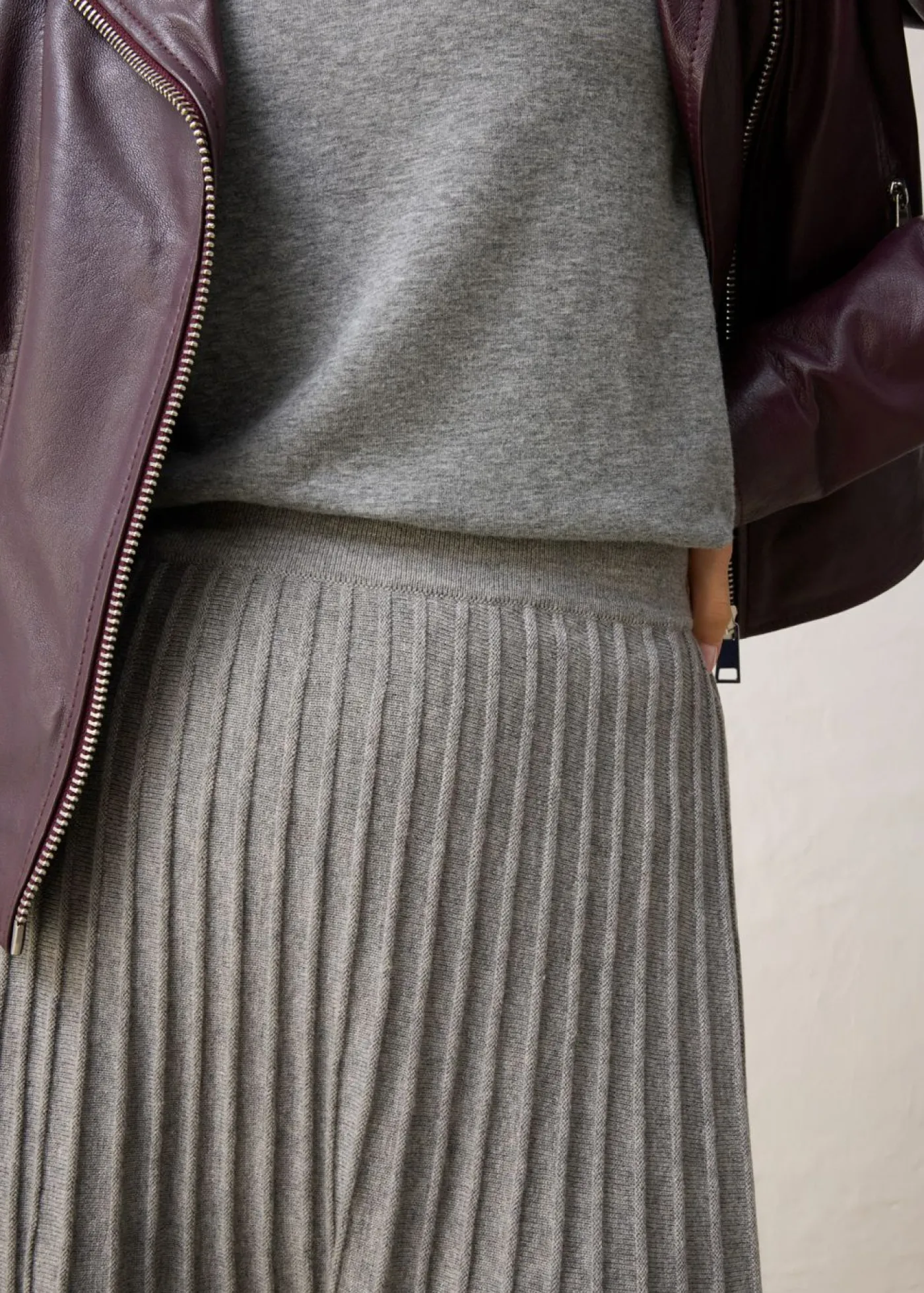 bonprix bonprix Falda de punto con lana merino Gris jaspeado