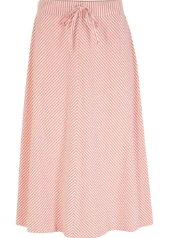 bonprix bonprix Falda de punto con rayas y largo hasta la rodilla coral ahumado-blanco con rayas Hot