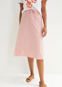 bonprix bonprix Falda de punto con rayas y largo hasta la rodilla coral ahumado-blanco con rayas Hot