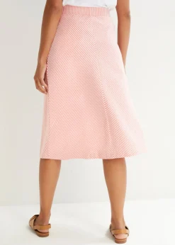 bonprix bonprix Falda de punto con rayas y largo hasta la rodilla coral ahumado-blanco con rayas Hot