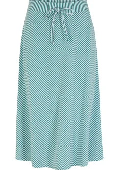 bonprix bonprix Falda de punto con rayas y largo hasta la rodilla verde caña-blanco con rayas