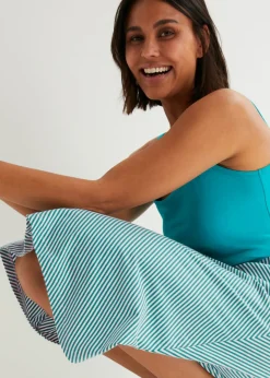 bonprix bonprix Falda de punto con rayas y largo hasta la rodilla verde caña-blanco con rayas