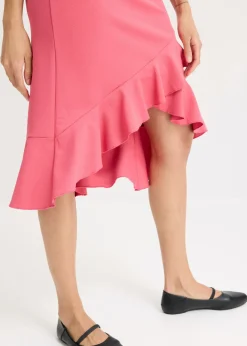 bonprix bonprix Falda de punto con volantes Rosa medio Clearance
