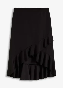 bonprix bonprix Falda de punto con volantes Negro