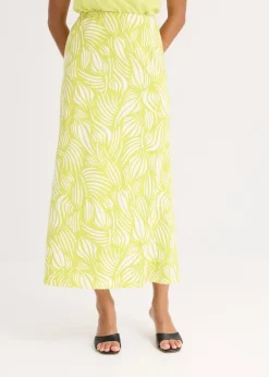 bonprix bonprix Falda de punto de algodón elástico amarillo cítrico-blanco lana Best
