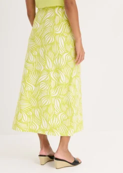 bonprix bonprix Falda de punto de algodón elástico amarillo cítrico-blanco lana Best