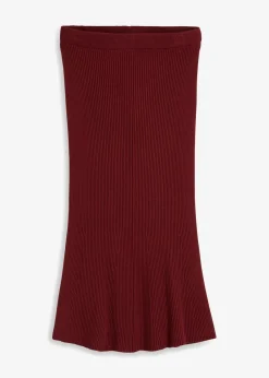 bonprix bonprix Falda de punto de canalé de mezcla de viscosa Rojo rubí Online