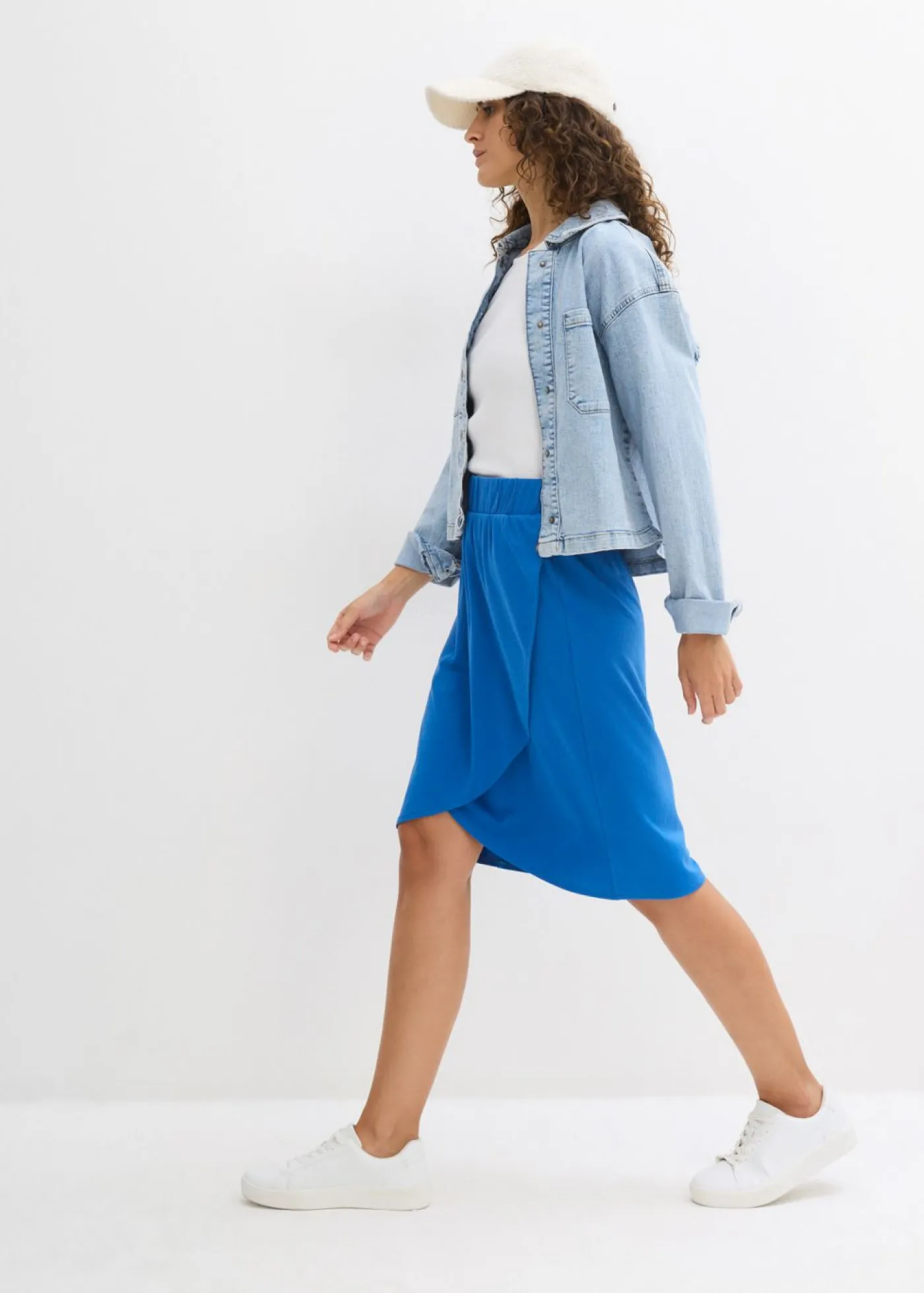 bonprix bonprix Falda de punto de mezcla de viscosa fluida Azur Clearance