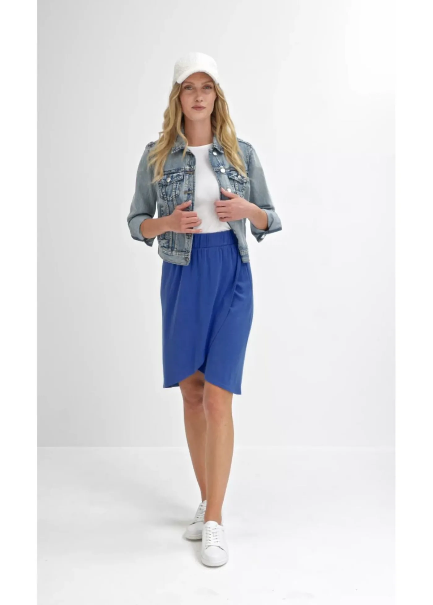 bonprix bonprix Falda de punto de mezcla de viscosa fluida Azur Clearance