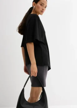 bonprix bonprix Falda de punto de mezcla de viscosa pizarra Outlet