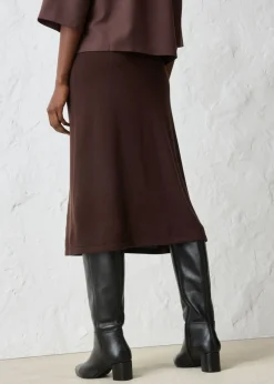 bonprix bonprix Falda de punto de mezcla de lana suave Marrón oscuro New