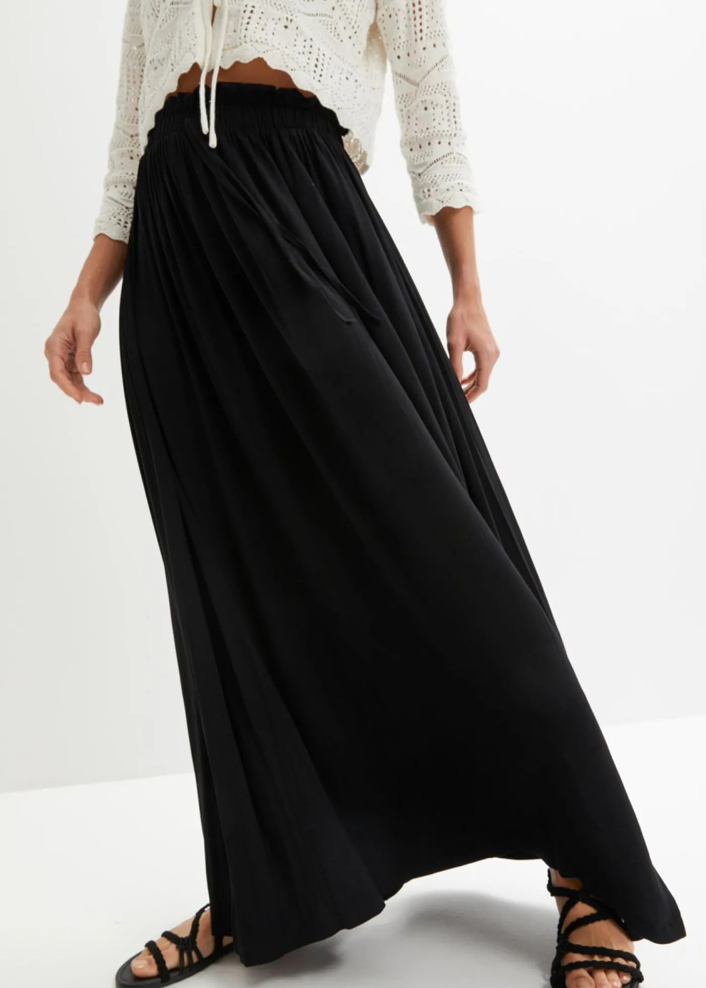 bonprix bonprix Falda de punto de viscosa Negro Outlet