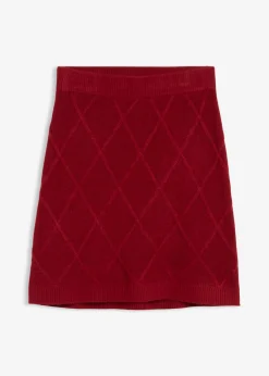 bonprix bonprix Falda de punto trenzado Rojo atardecer
