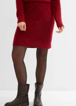 bonprix bonprix Falda de punto trenzado Rojo atardecer