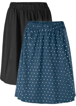 bonprix bonprix Falda de punto (2 unidades) azul marino / negro topos New