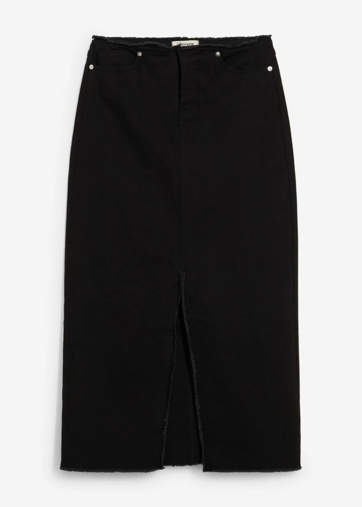 bonprix bonprix Falda de sarga con flecos Negro Hot