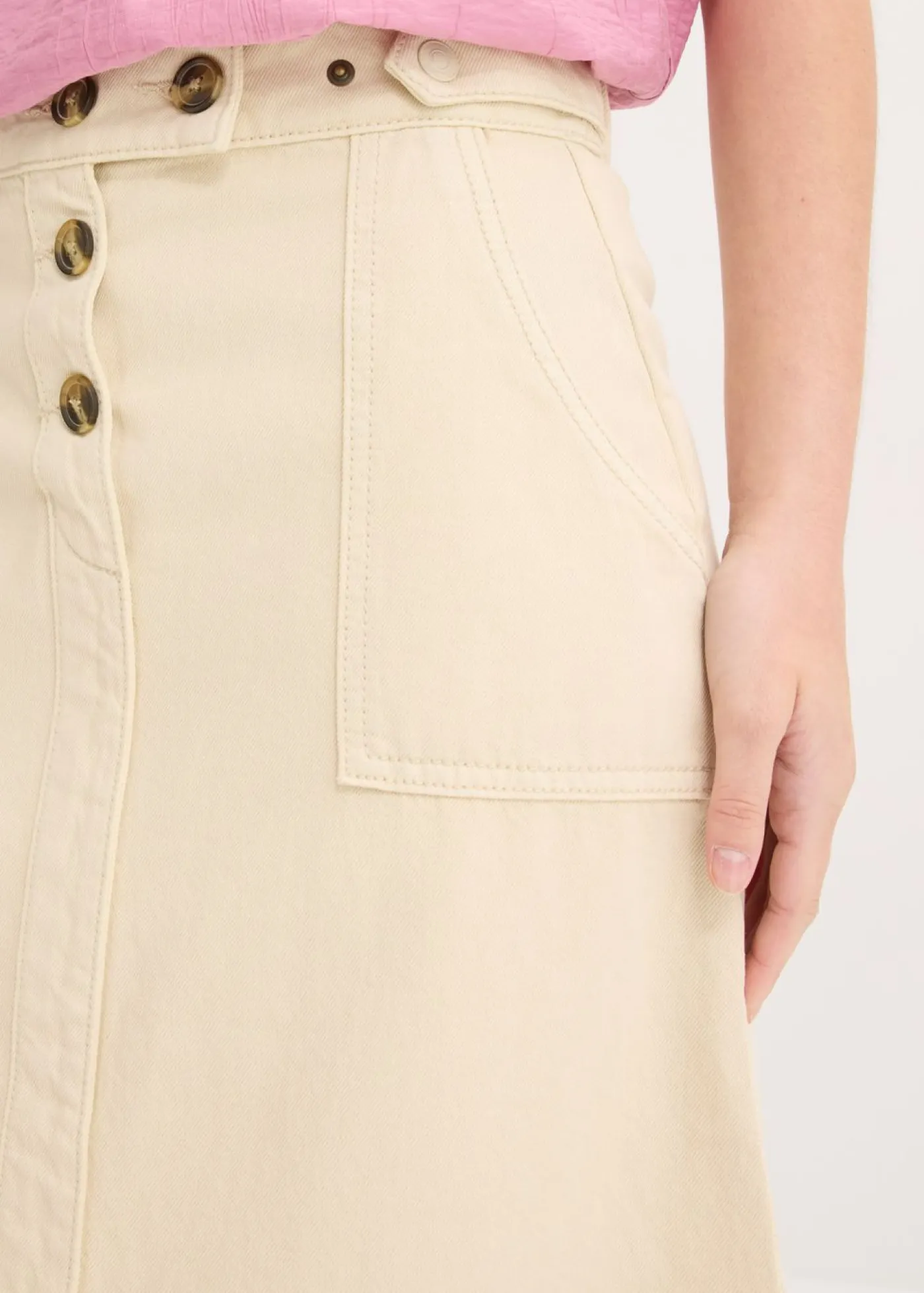 bonprix bonprix Falda de sarga de algodón puro Arena claro Hot