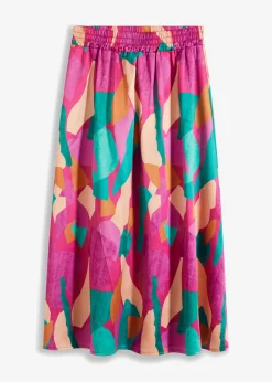bonprix bonprix Falda de satén estampada Rosa-azul petróleo estampado Best