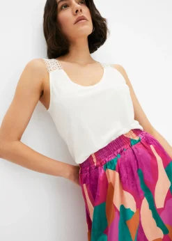 bonprix bonprix Falda de satén estampada Rosa-azul petróleo estampado Best