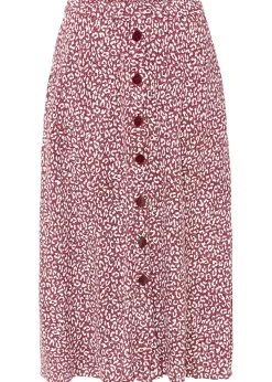 bonprix bonprix Falda de viscosa hasta la rodilla con bolsillos y cintura cómoda estampado leo mora oscuro/blanco Best