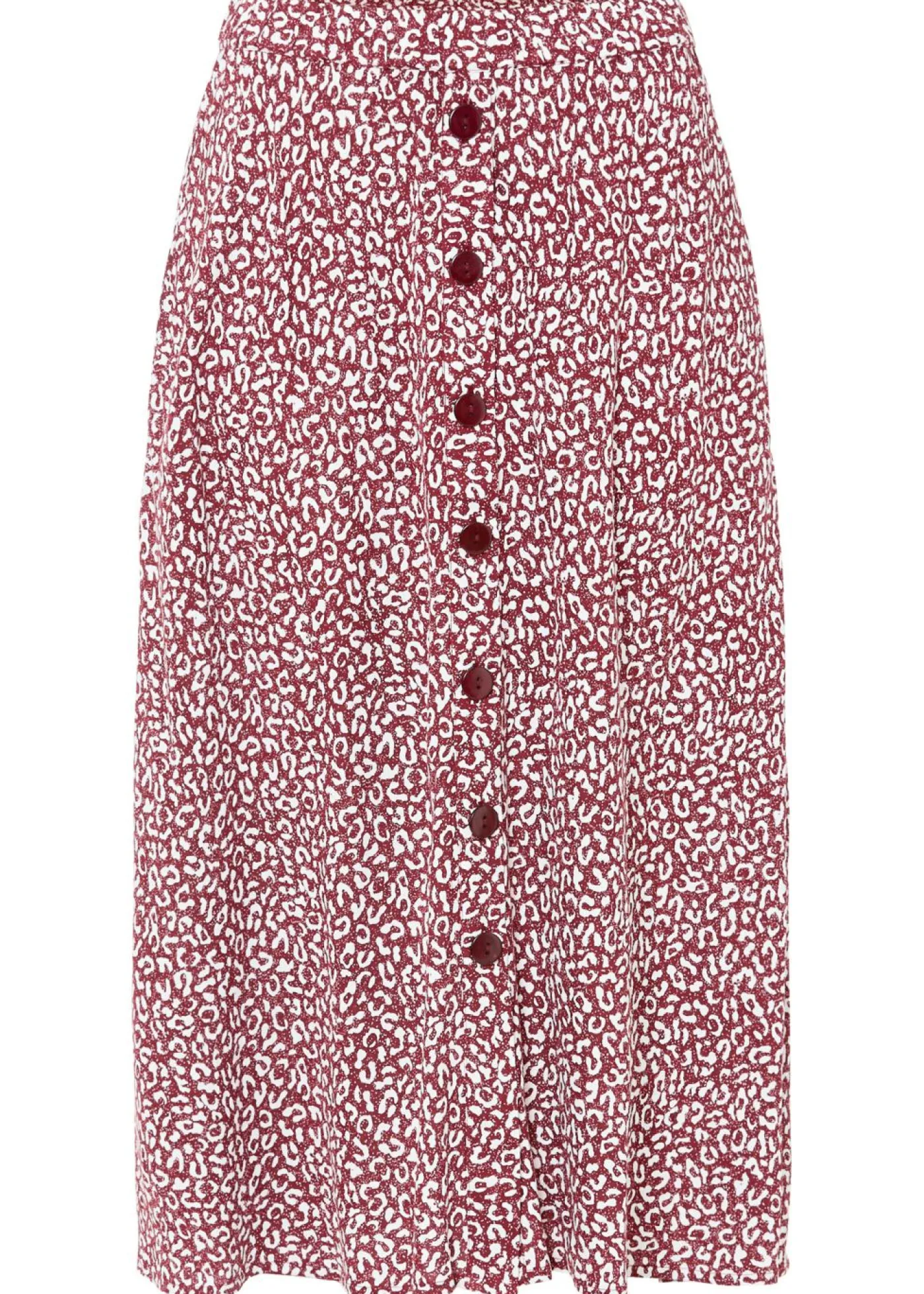 bonprix bonprix Falda de viscosa hasta la rodilla con bolsillos y cintura cómoda estampado leo mora oscuro/blanco Best